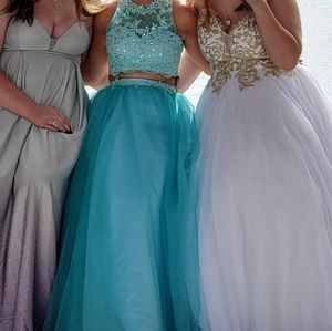 2 piece long skirt blue dress size 0/1